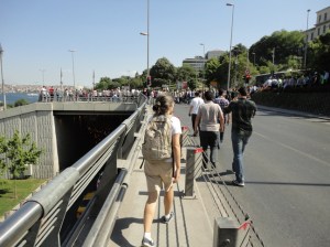 Heading towards the retreating police