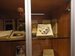 Books from Sait Faik's library, here Baudelaire's Fleurs du Mal with a risque cover