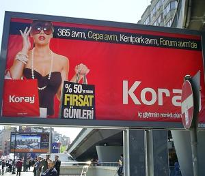 Billboard in Ankara for a lingerie shop.  Photo taken on May Day, 2010