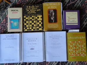 books referred to in this post: one each by Pascal; Reps and Senzaki; Nancy Wilson Ross; Çiğdem Dürüşken; four by Collingwood