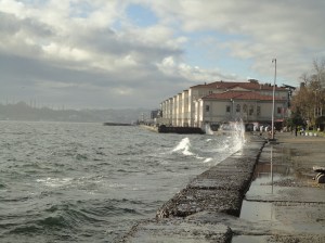 Mimar Sinan building from down the shore