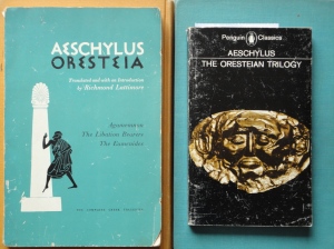 photo of two translations of Aeschylus