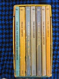 Spines of Chronicles of Narnia in boxed set