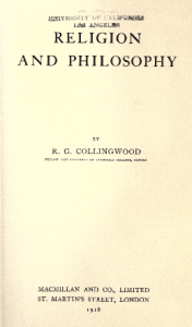 Collingwood, Religion and Philosophy, title page