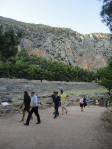 Tourists on the path to the stadium