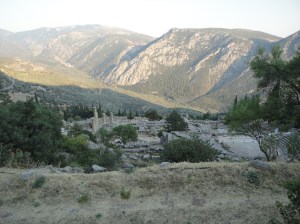 General view of archeological site from higher up on the slope