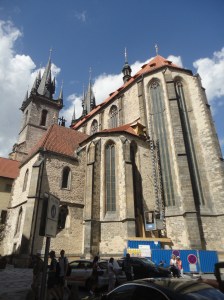 Lofty church pointing to sky