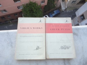 Modern Library College Editions on a ledge