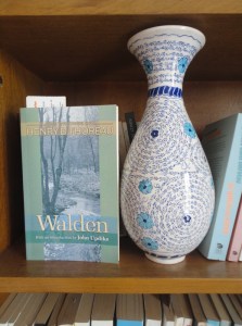 Thoreau, Walden, on shelf with vase