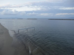 Calm sea along shore