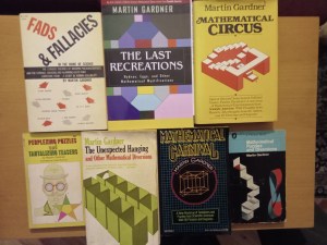 The fronts of seven books