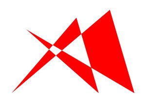 On two straight lines not shown, the vertices of a non-simple hexagon lie alternately, and just one pair of opposite sides are parallel.